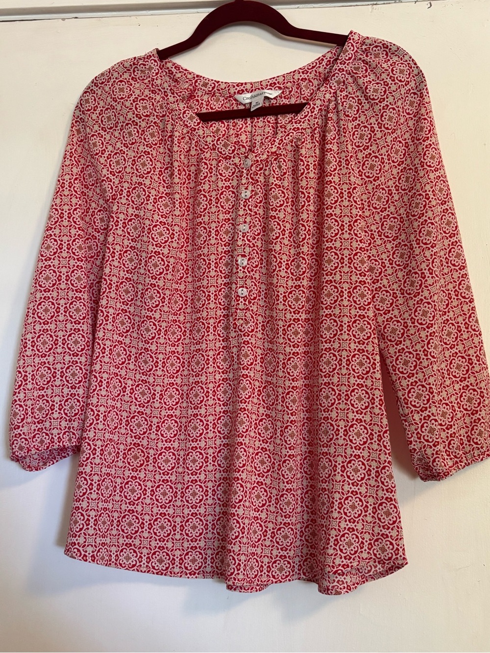 croft & barrow Red Printed Peasant Blouse